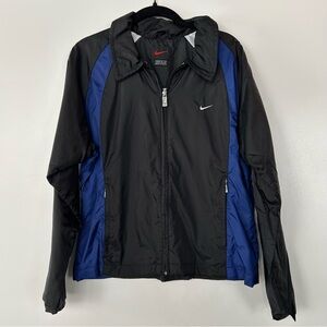 BLUE AND BLACK NIKE WINDBREAKER JACKET